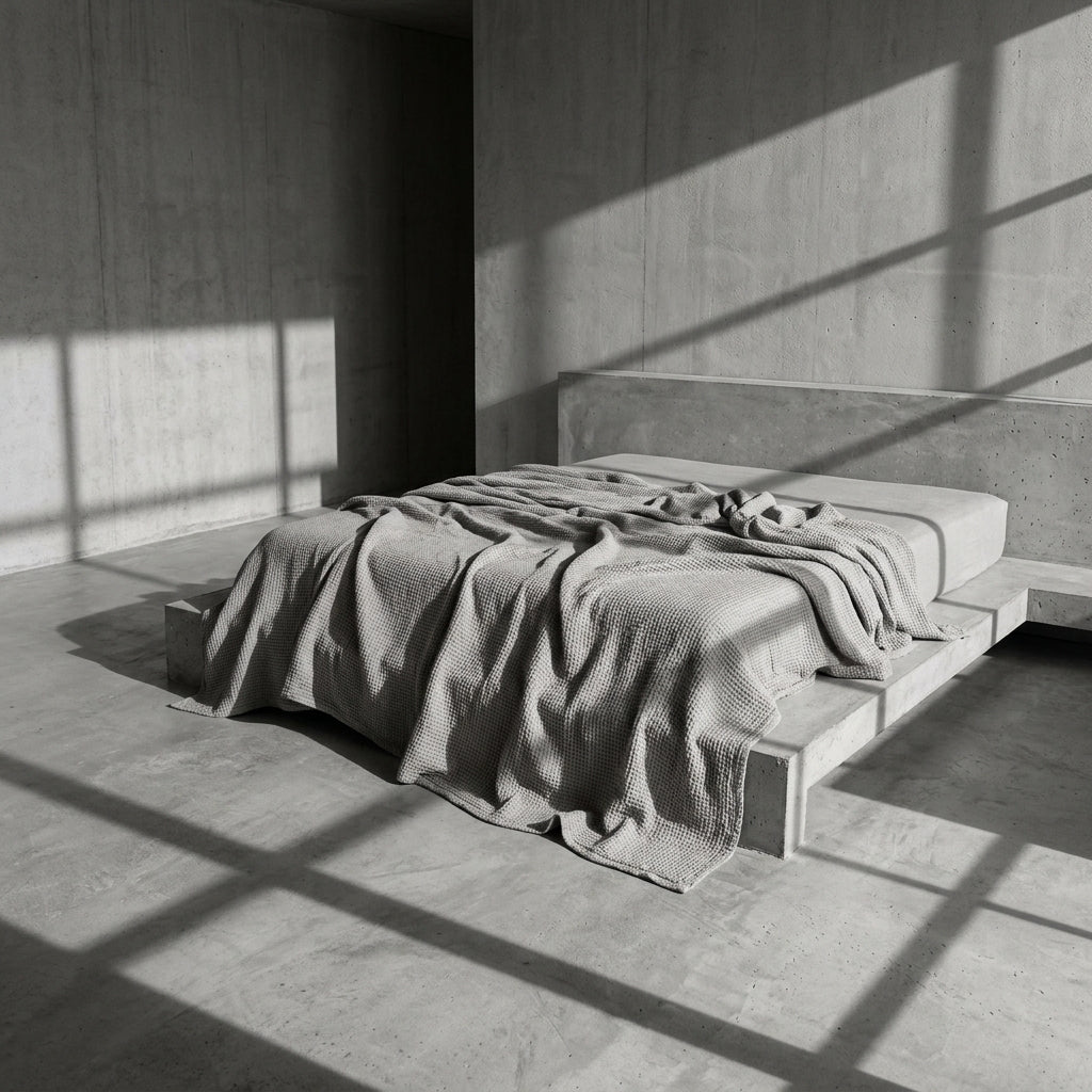 Monolith Ash Grey waffle throw poster