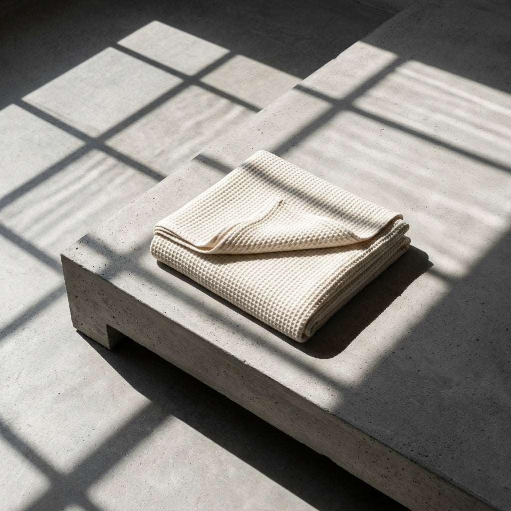 Monolith Alabaster waffle throw